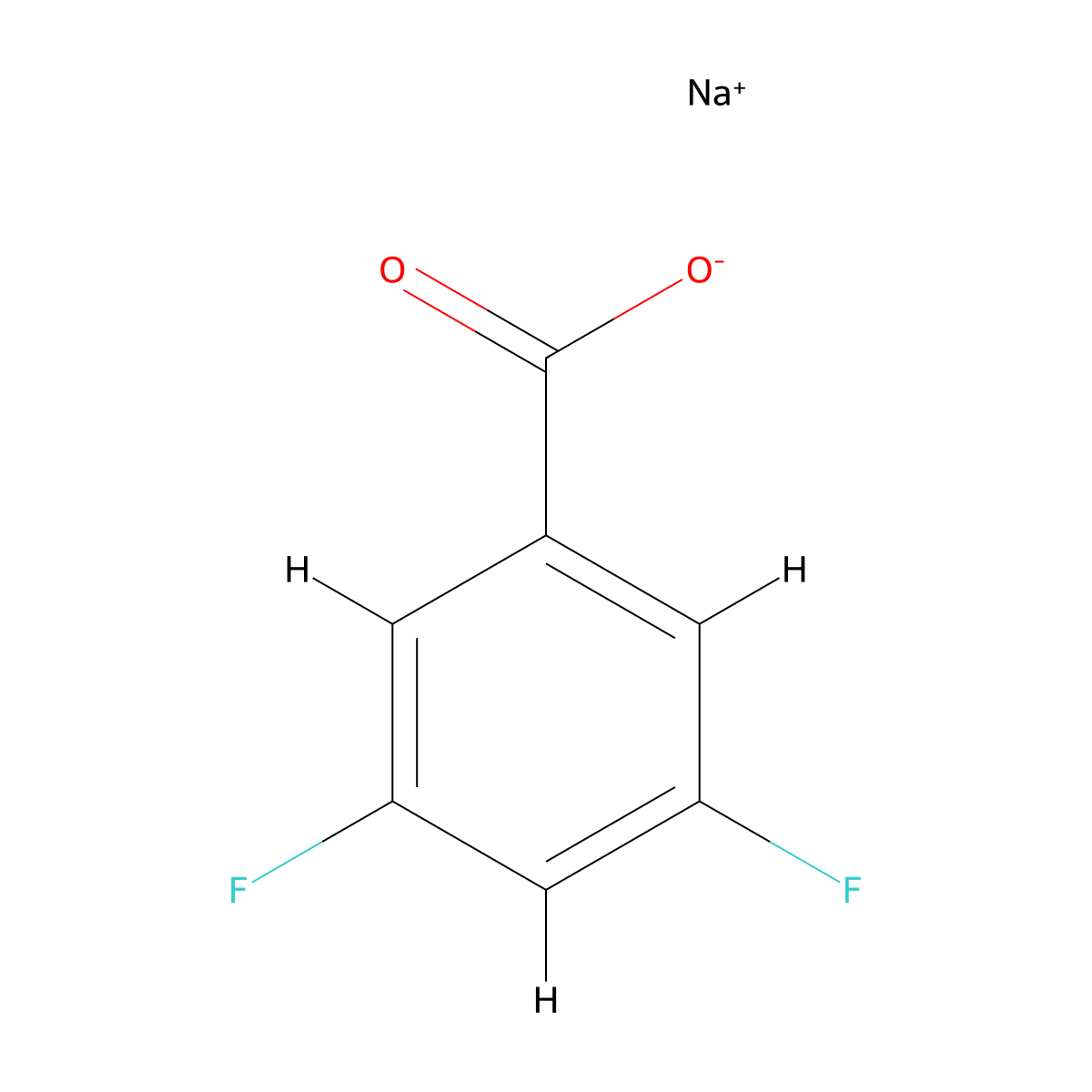 Benzoic acid, 3,5-difluoro-, sodium salt (1:1) molecular structure, CAS 530141-39-0