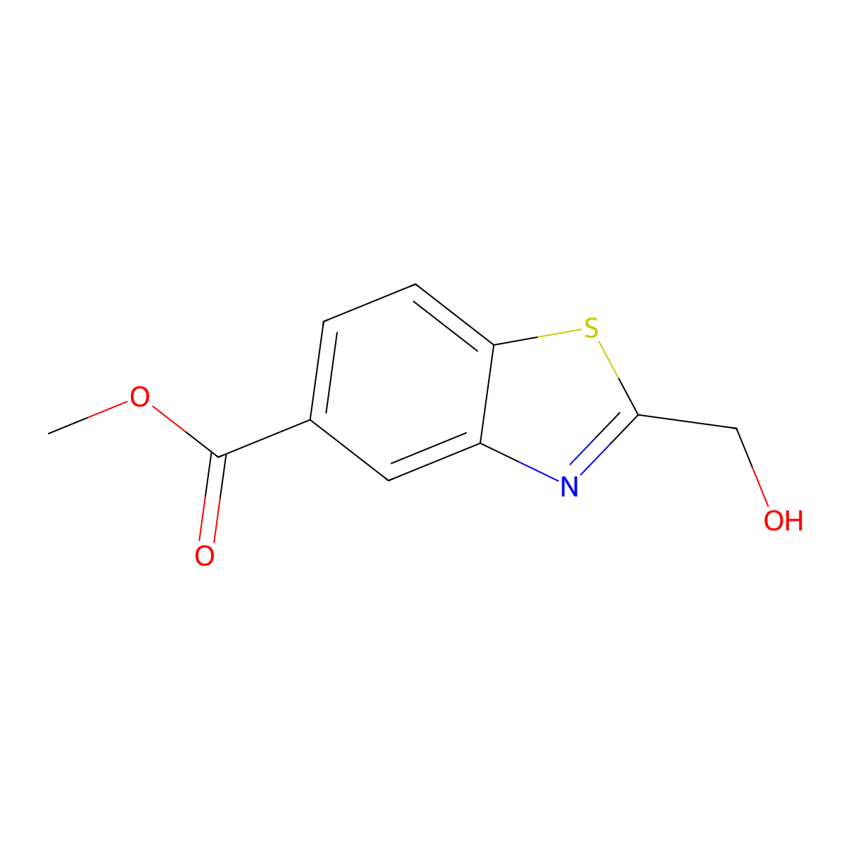Methyl 2-(hydroxymethyl)-1,3-benzothiazole-5-carboxylate molecular structure, CAS 530145-23-4