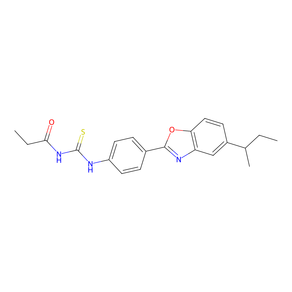 N-[[4-(5-butan-2-yl-1,3-benzoxazol-2-yl)phenyl]carbamothioyl]propanamide molecular structure, CAS 530146-84-0