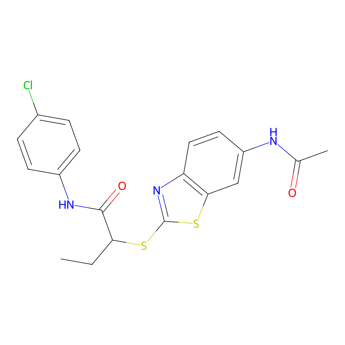 2-[(6-acetamido-1,3-benzothiazol-2-yl)sulfanyl]-N-(4-chlorophenyl)butanamide molecular structure, CAS 530149-58-7