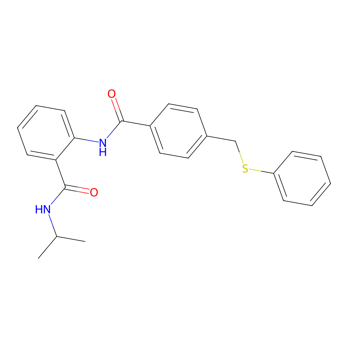 2-[[4-(phenylsulfanylmethyl)benzoyl]amino]-N-propan-2-ylbenzamide molecular structure, CAS 530149-90-7