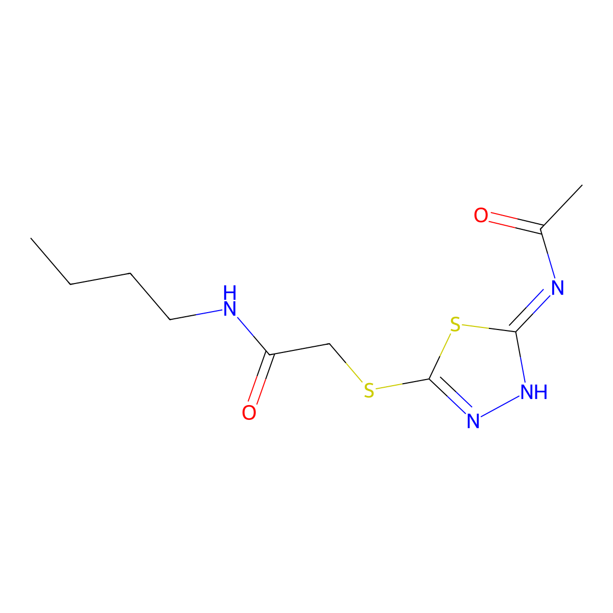 2-[(5-acetamido-1,3,4-thiadiazol-2-yl)sulfanyl]-N-butylacetamide molecular structure, CAS 530150-53-9