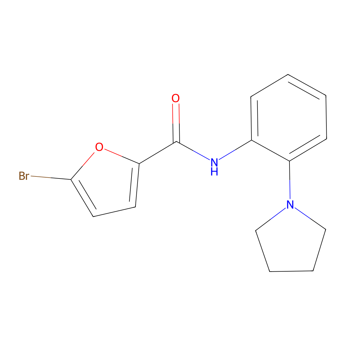5-bromo-N-(2-pyrrolidin-1-ylphenyl)furan-2-carboxamide molecular structure, CAS 530150-77-7