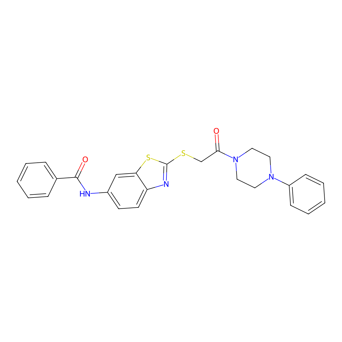 N-[2-[2-oxo-2-(4-phenylpiperazin-1-yl)ethyl]sulfanyl-1,3-benzothiazol-6-yl]benzamide molecular structure, CAS 530152-67-1