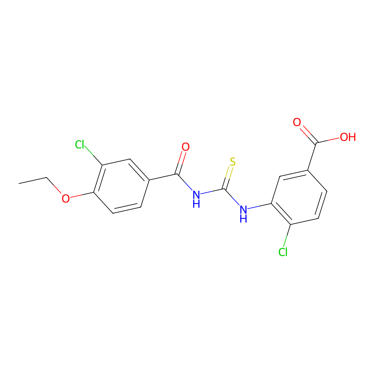 4-Chloro-3-({[(3-chloro-4-ethoxyphenyl)carbonyl]carbamothioyl}amino)benzoic acid molecular structure, CAS 530152-71-7