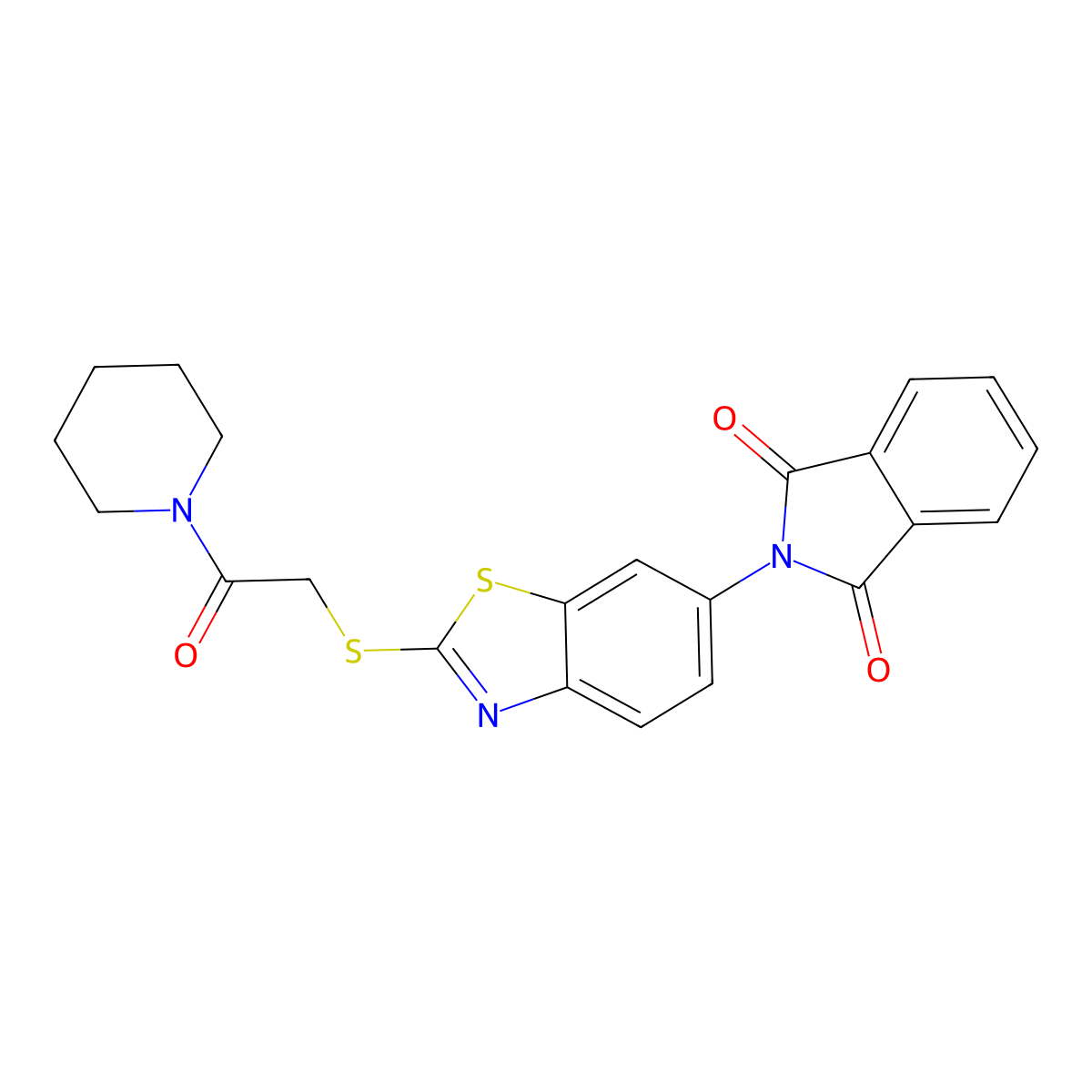 2-[2-(2-Oxo-2-piperidin-1-ylethyl)sulfanyl-1,3-benzothiazol-6-yl]isoindole-1,3-dione molecular structure, CAS 530153-88-9