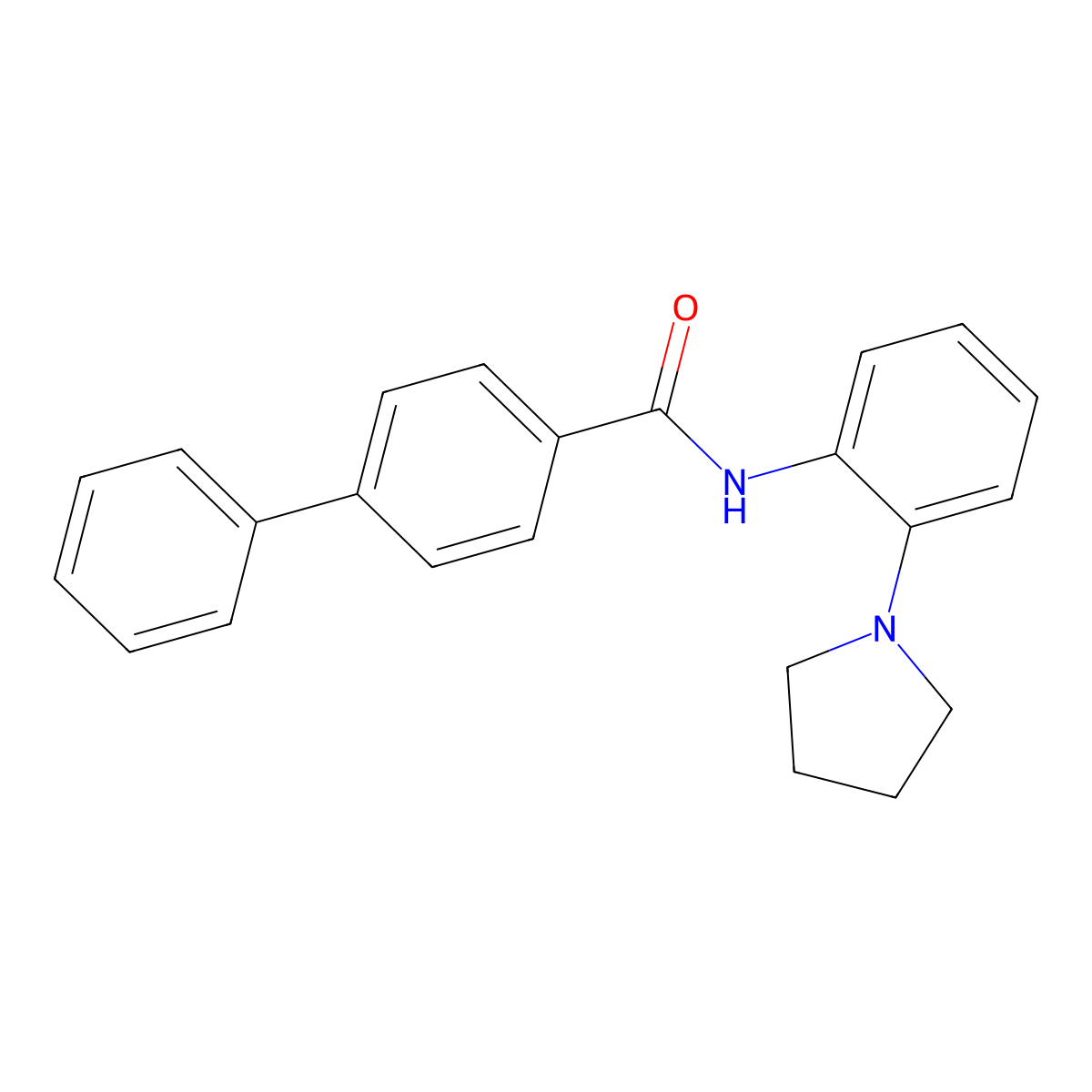 4-phenyl-N-(2-pyrrolidin-1-ylphenyl)benzamide molecular structure, CAS 530154-14-4