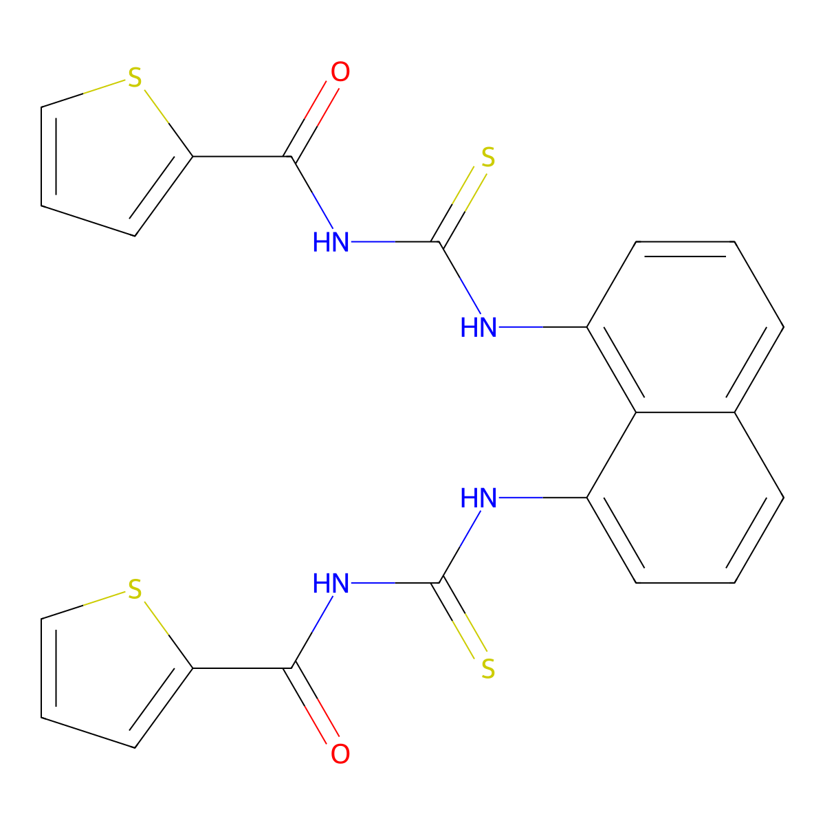 N-[[8-(thiophene-2-carbonylcarbamothioylamino)naphthalen-1-yl]carbamothioyl]thiophene-2-carboxamide molecular structure, CAS 530154-35-9