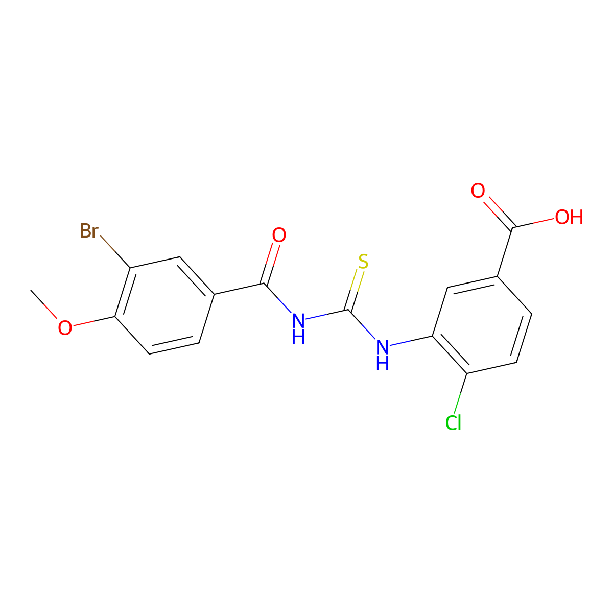 3-({[(3-Bromo-4-methoxyphenyl)carbonyl]carbamothioyl}amino)-4-chlorobenzoic acid molecular structure, CAS 530156-67-3