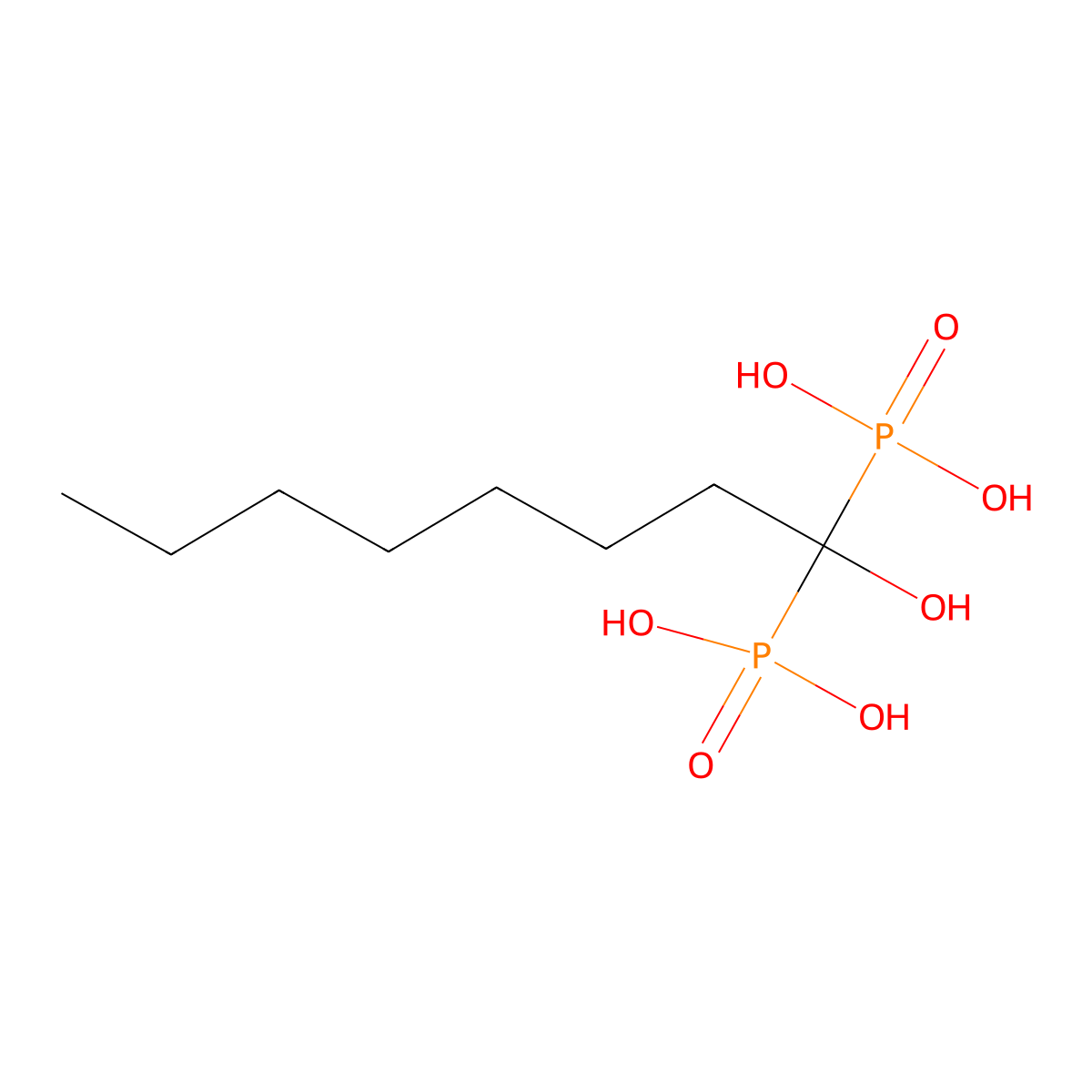 1,1-Hydroxyoctanodiphosphonate molecular structure, CAS 53019-19-5