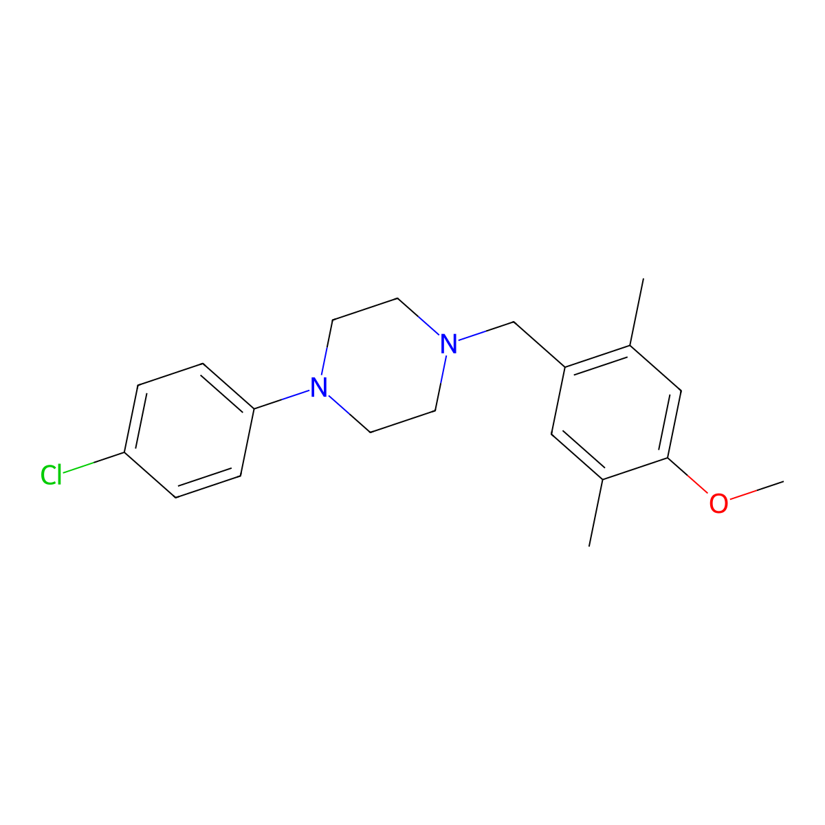 1-(4-Chlorophenyl)-4-(4-methoxy-2,5-dimethylbenzyl)piperazine molecular structure, CAS 5302-05-6