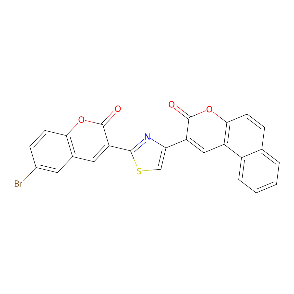 2-[2-(6-Bromo-2-oxochromen-3-yl)-1,3-thiazol-4-yl]benzo[f]chromen-3-one molecular structure, CAS 5302-32-9