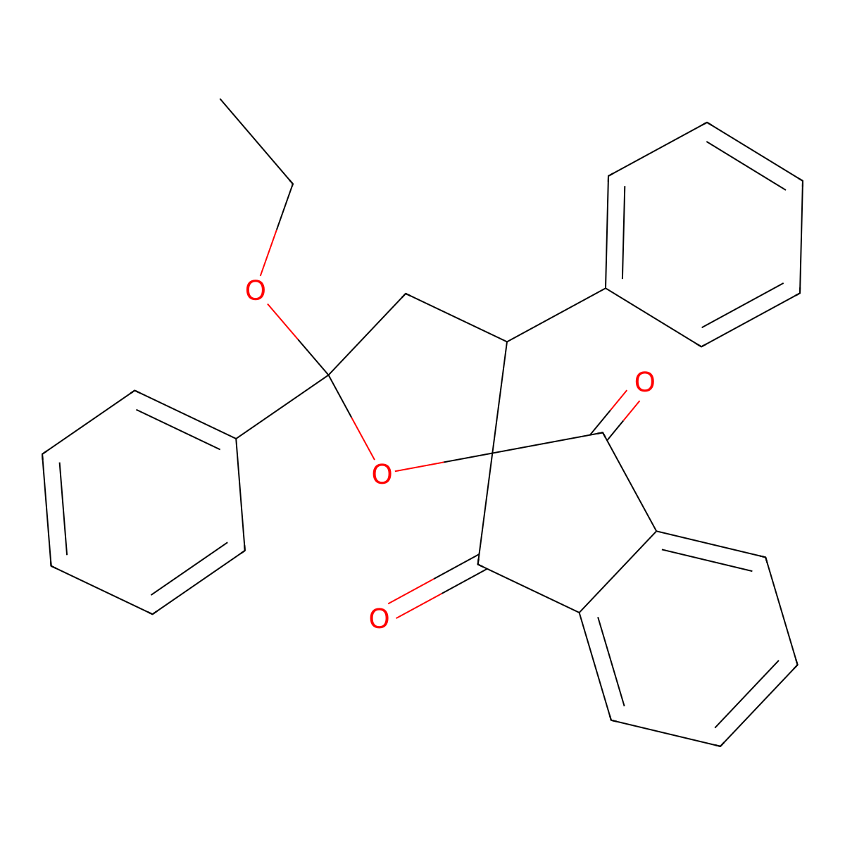 5'-Ethoxy-3',5'-diphenylspiro[indene-2,2'-oxolane]-1,3-dione molecular structure, CAS 5302-86-3