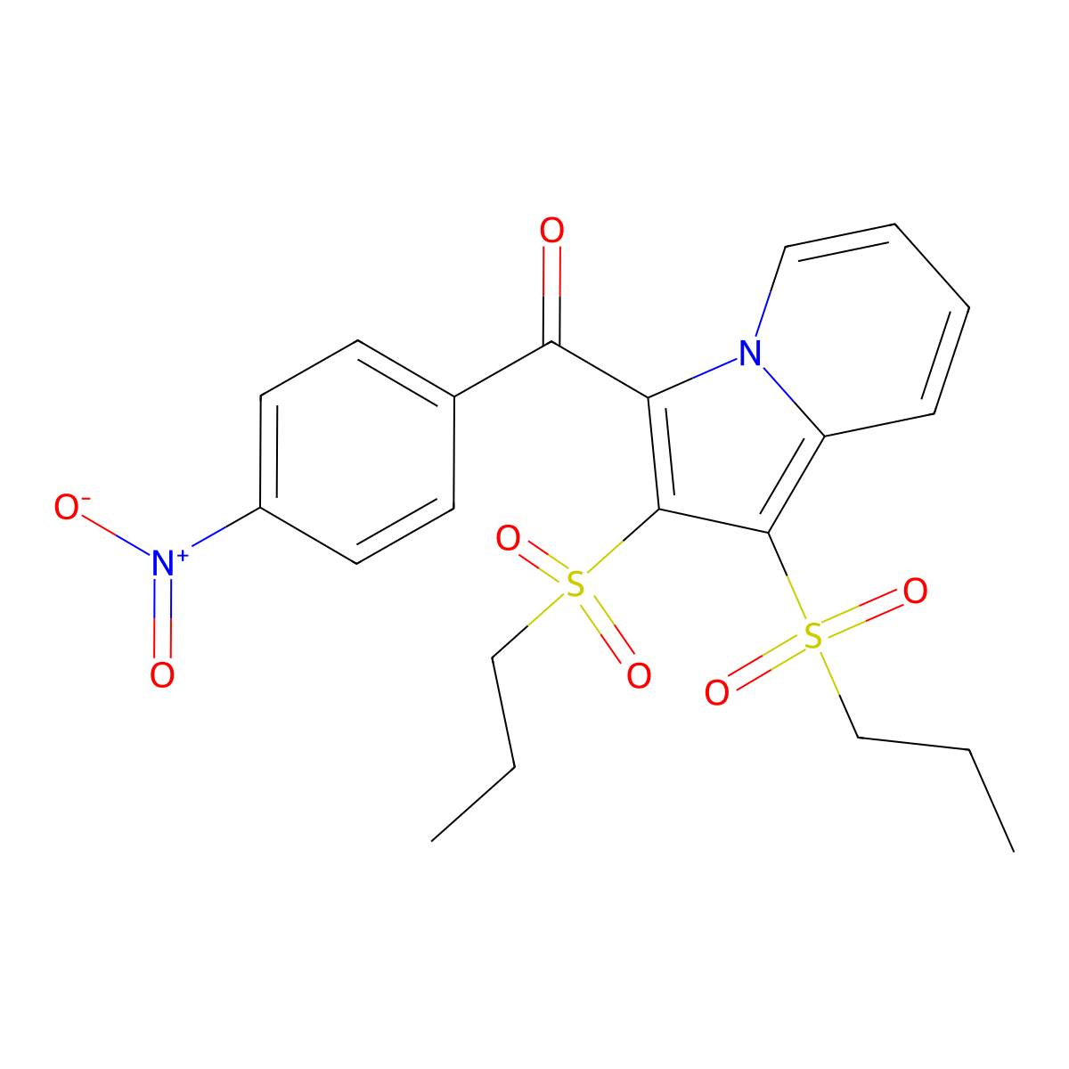 [1,2-Bis(propylsulfonyl)indolizin-3-yl]-(4-nitrophenyl)methanone molecular structure, CAS 5302-88-5
