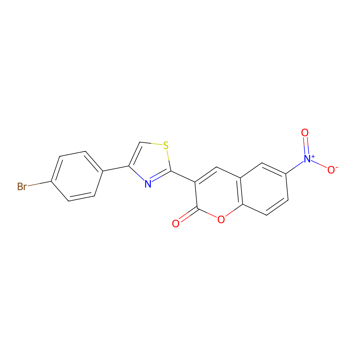3-[4-(4-bromophenyl)-1,3-thiazol-2-yl]-6-nitro-2H-chromen-2-one molecular structure, CAS 5302-90-9