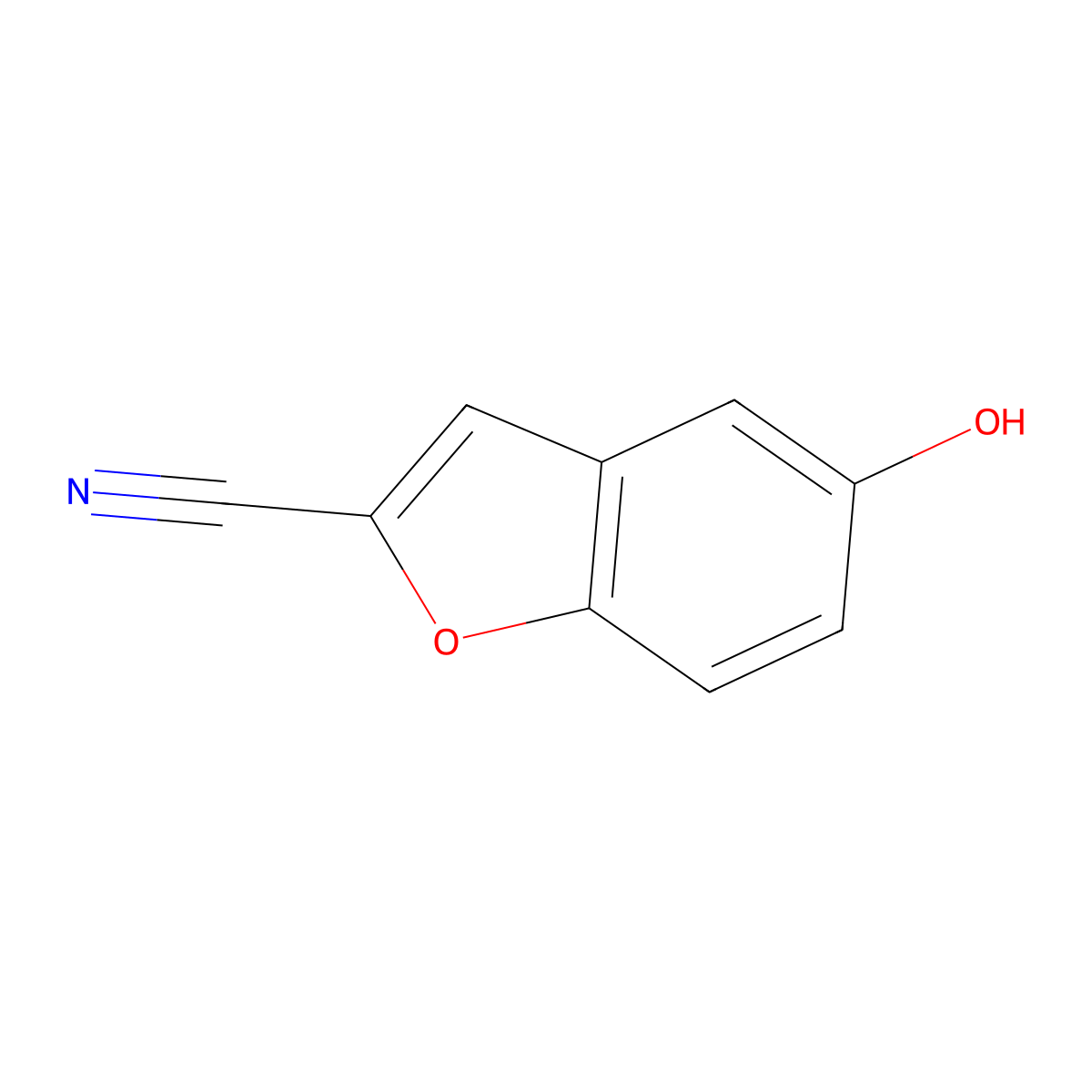5-Hydroxybenzofuran-2-carbonitrile molecular structure, CAS 53020-42-1