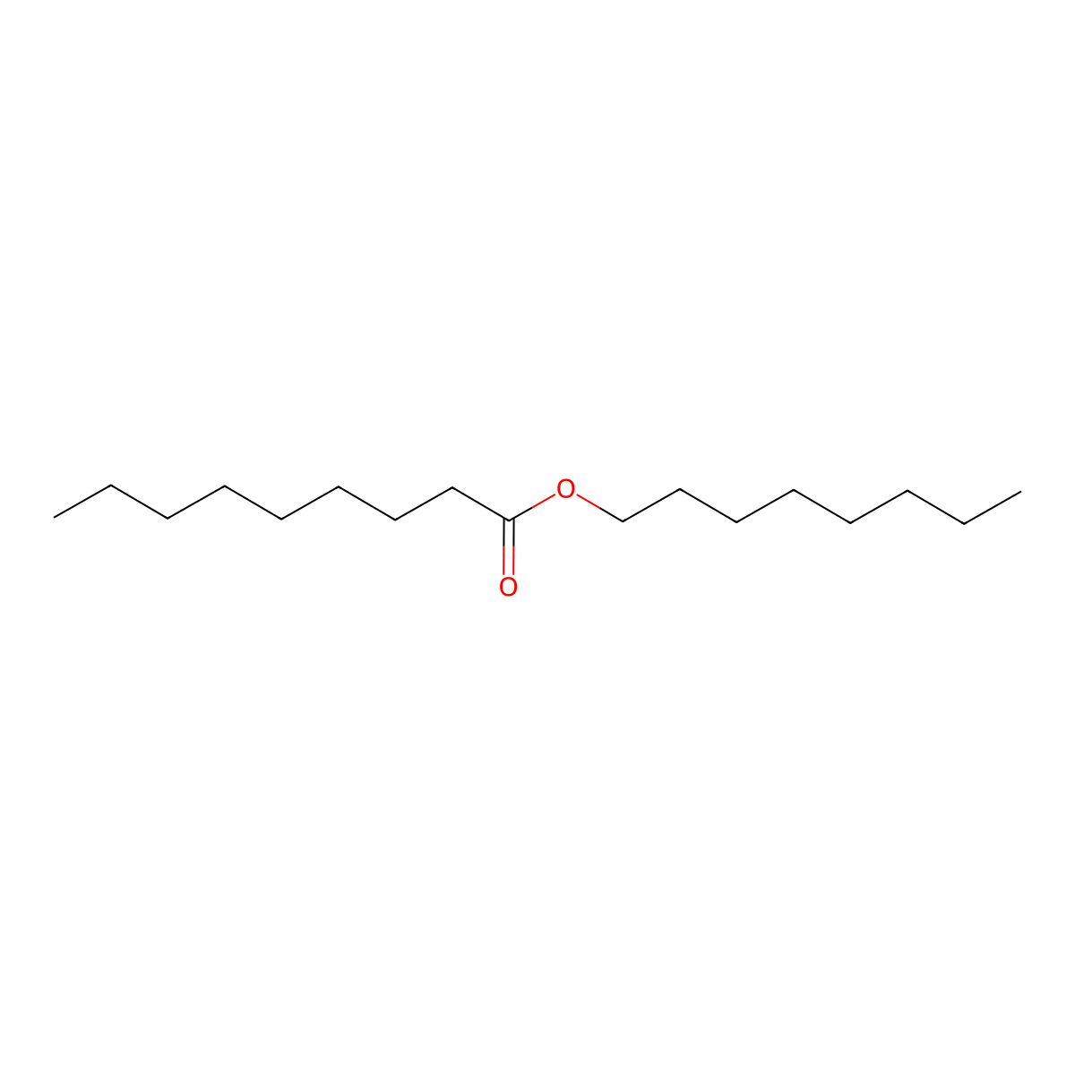 Octyl pelargonate molecular structure, CAS 5303-26-4