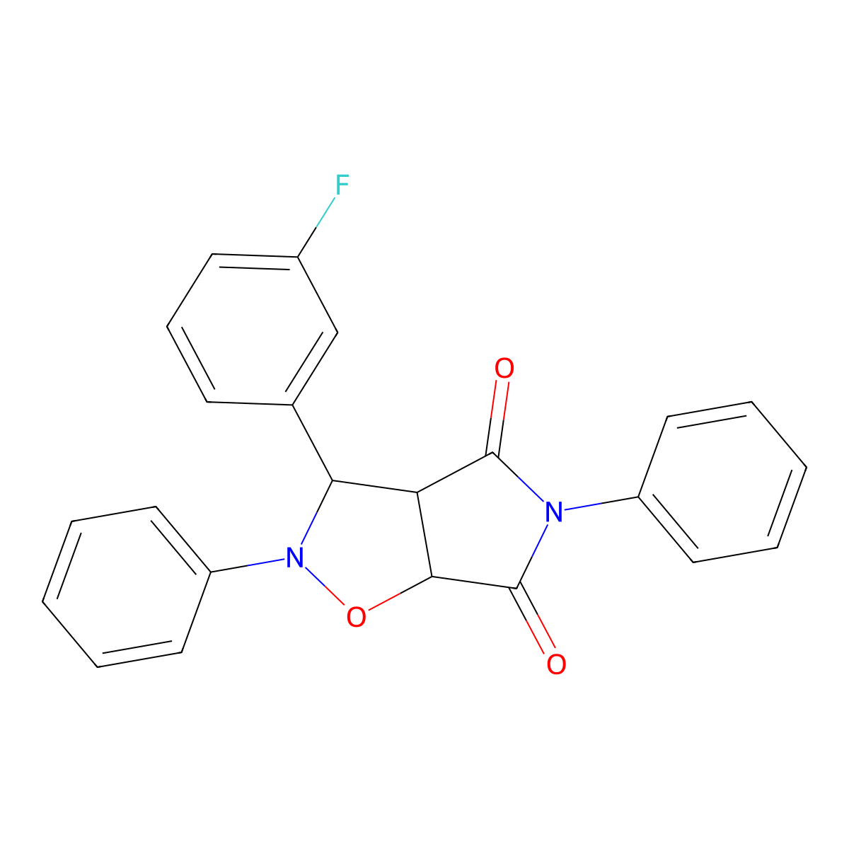 3-(3-fluorophenyl)-2,5-diphenyldihydro-2H-pyrrolo[3,4-d][1,2]oxazole-4,6(3H,5H)-dione molecular structure, CAS 5303-86-6