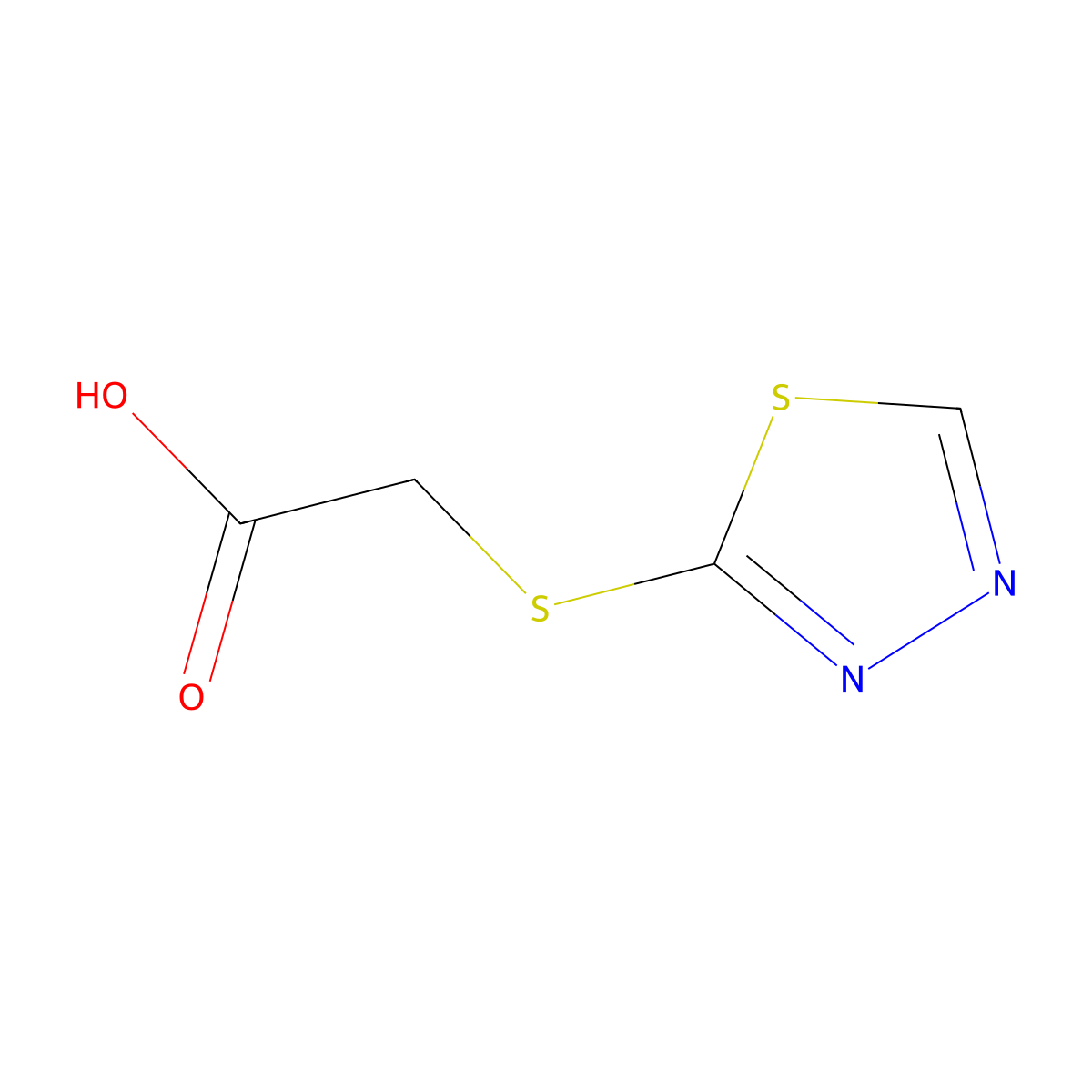 2-(1,3,4-Thiadiazol-2-ylsulfanyl)acetic acid molecular structure, CAS 53030-41-4