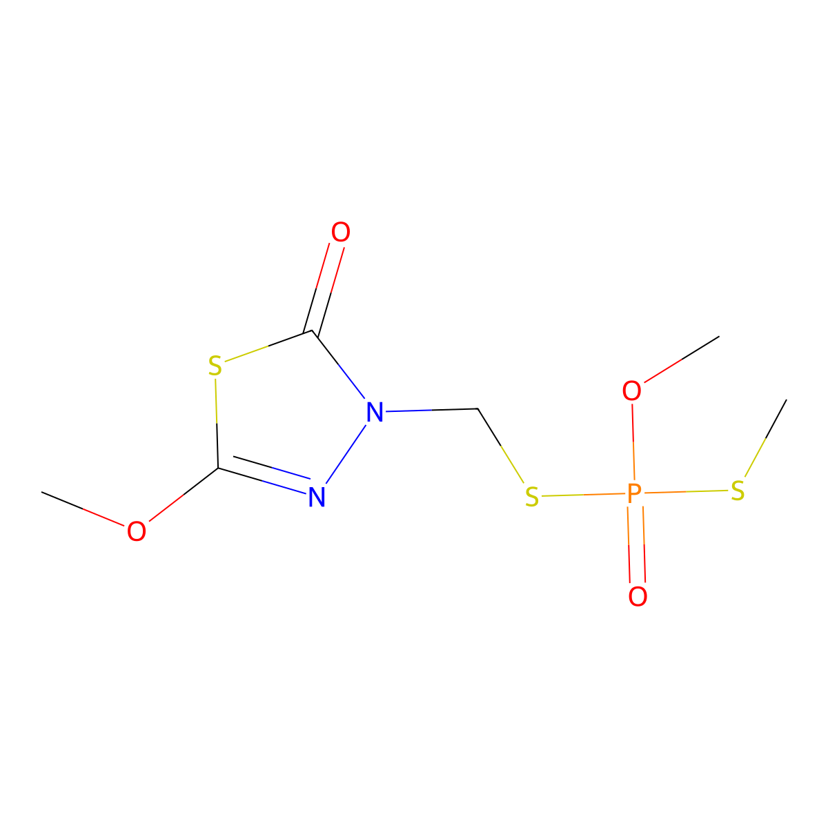 Methyl {[(5-methoxy-2-oxo-2,3-dihydro-1,3,4-thiadiazol-3-yl)methyl]sulfanyl}(methylsulfanyl)phosphinate molecular structure, CAS 53035-44-2