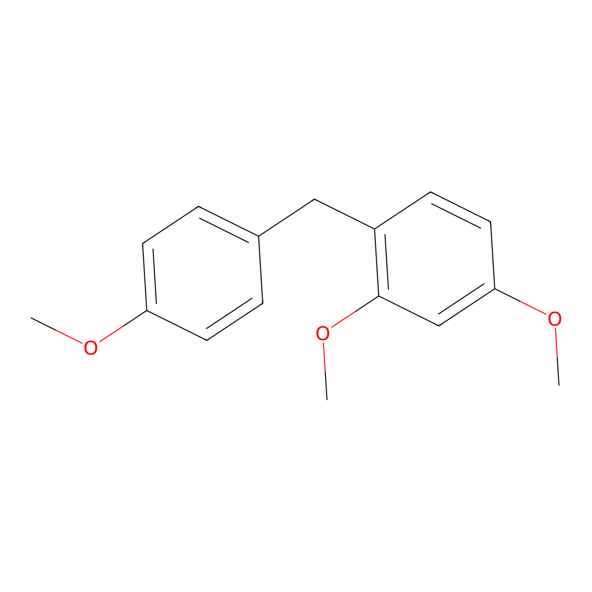 Benzene, 2,4-dimethoxy-1-[(4-methoxyphenyl)methyl]- molecular structure, CAS 53039-53-5