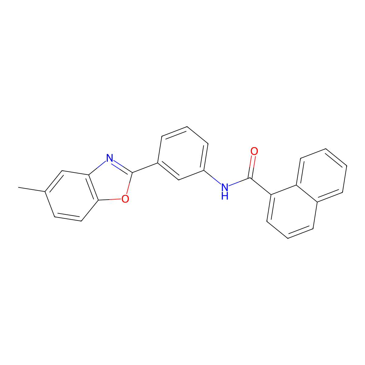 N-[3-(5-methyl-1,3-benzoxazol-2-yl)phenyl]-1-naphthamide molecular structure, CAS 5304-14-3