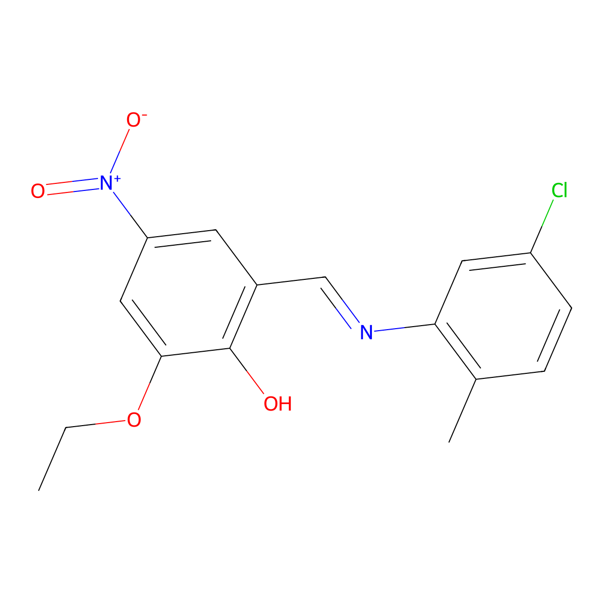 2-{(E)-[(5-chloro-2-methylphenyl)imino]methyl}-6-ethoxy-4-nitrophenol molecular structure, CAS 5304-15-4