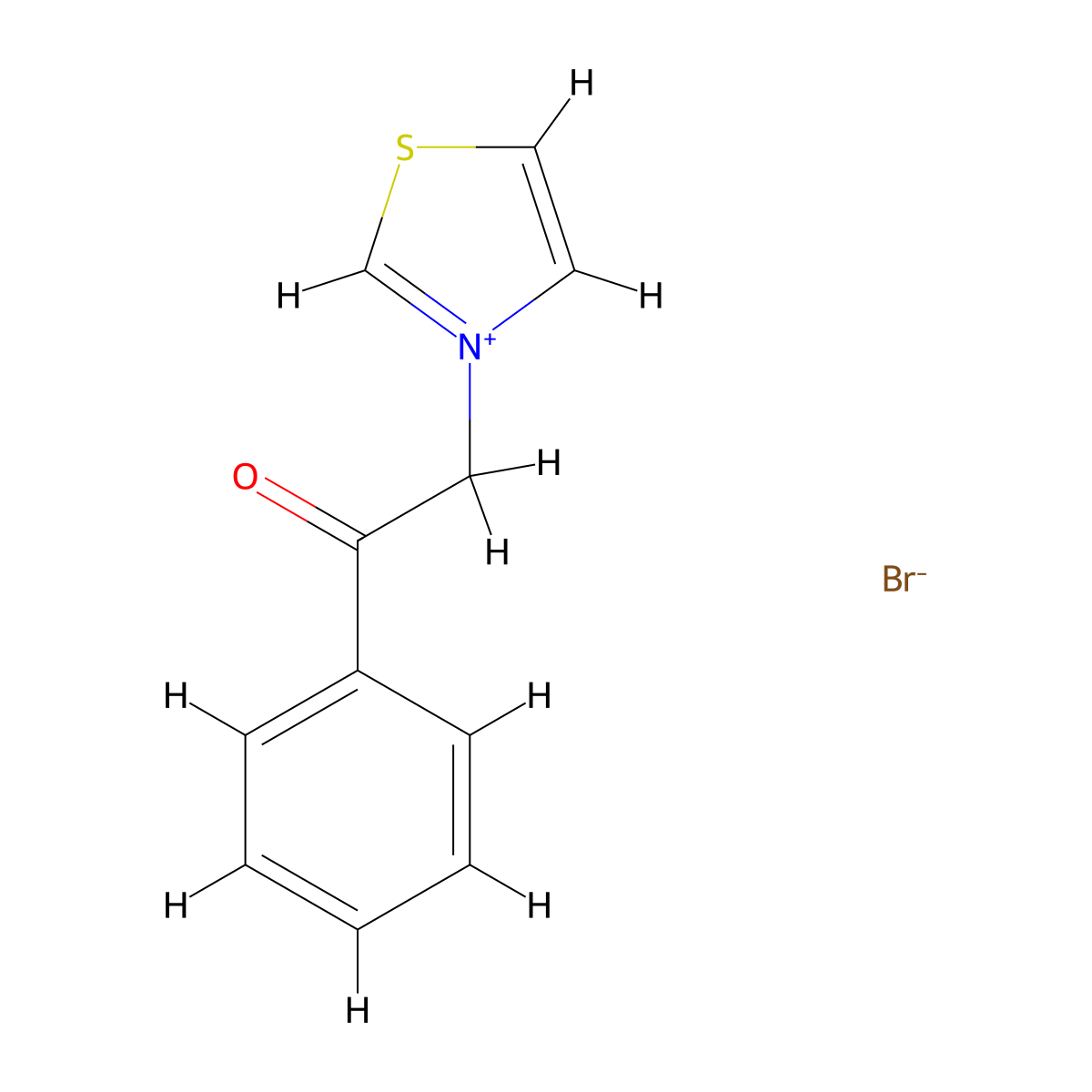 N-Phenacylthiazolium bromide molecular structure, CAS 5304-34-7