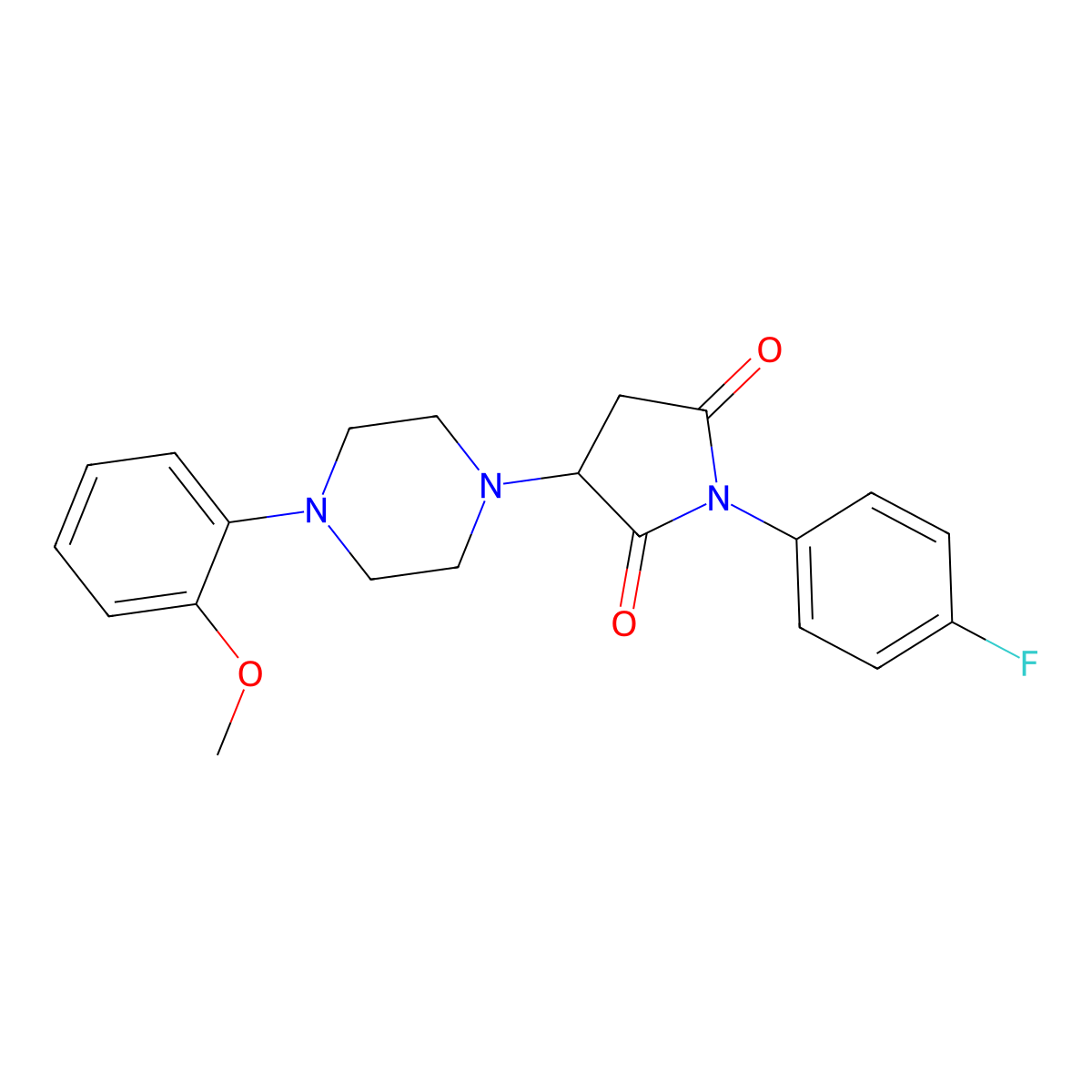 1-(4-Fluorophenyl)-3-[4-(2-methoxyphenyl)piperazin-1-yl]pyrrolidine-2,5-dione molecular structure, CAS 5304-98-3