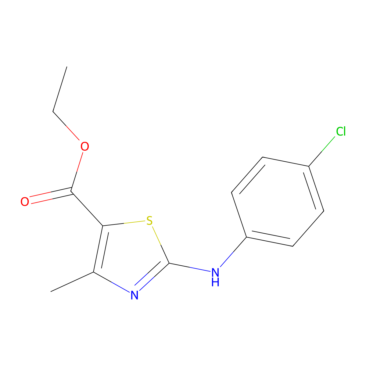 Ethyl 2-(4-chloroanilino)-4-methyl-1,3-thiazole-5-carboxylate molecular structure, CAS 53040-41-8