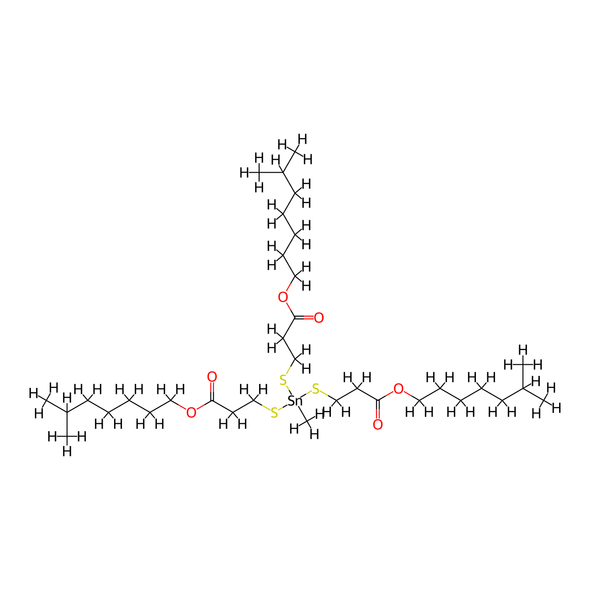 Propanoic acid, 3,3',3''-((methylstannylidyne)tris(thio))tris-, 1,1',1''-triisooctyl ester molecular structure, CAS 53040-42-9
