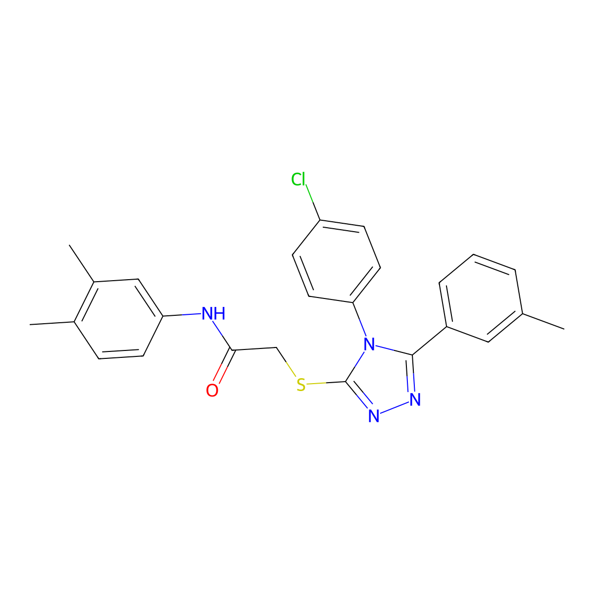 2-[[4-(4-chlorophenyl)-5-(3-methylphenyl)-1,2,4-triazol-3-yl]sulfanyl]-N-(3,4-dimethylphenyl)acetamide molecular structure, CAS 5305-25-9