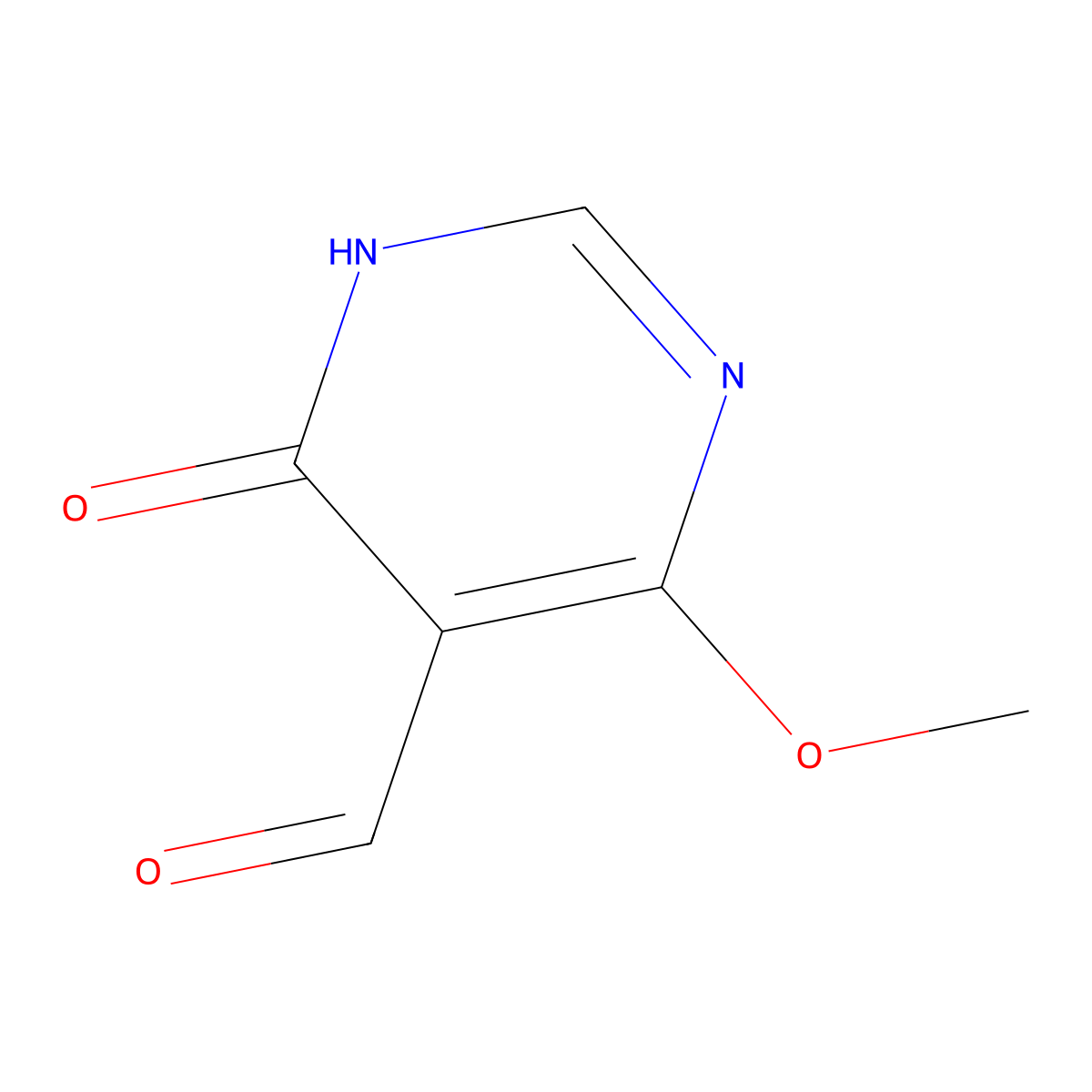 1,6-Dihydro-4-methoxy-6-oxo-5-pyrimidinecarboxaldehyde molecular structure, CAS 5305-41-9