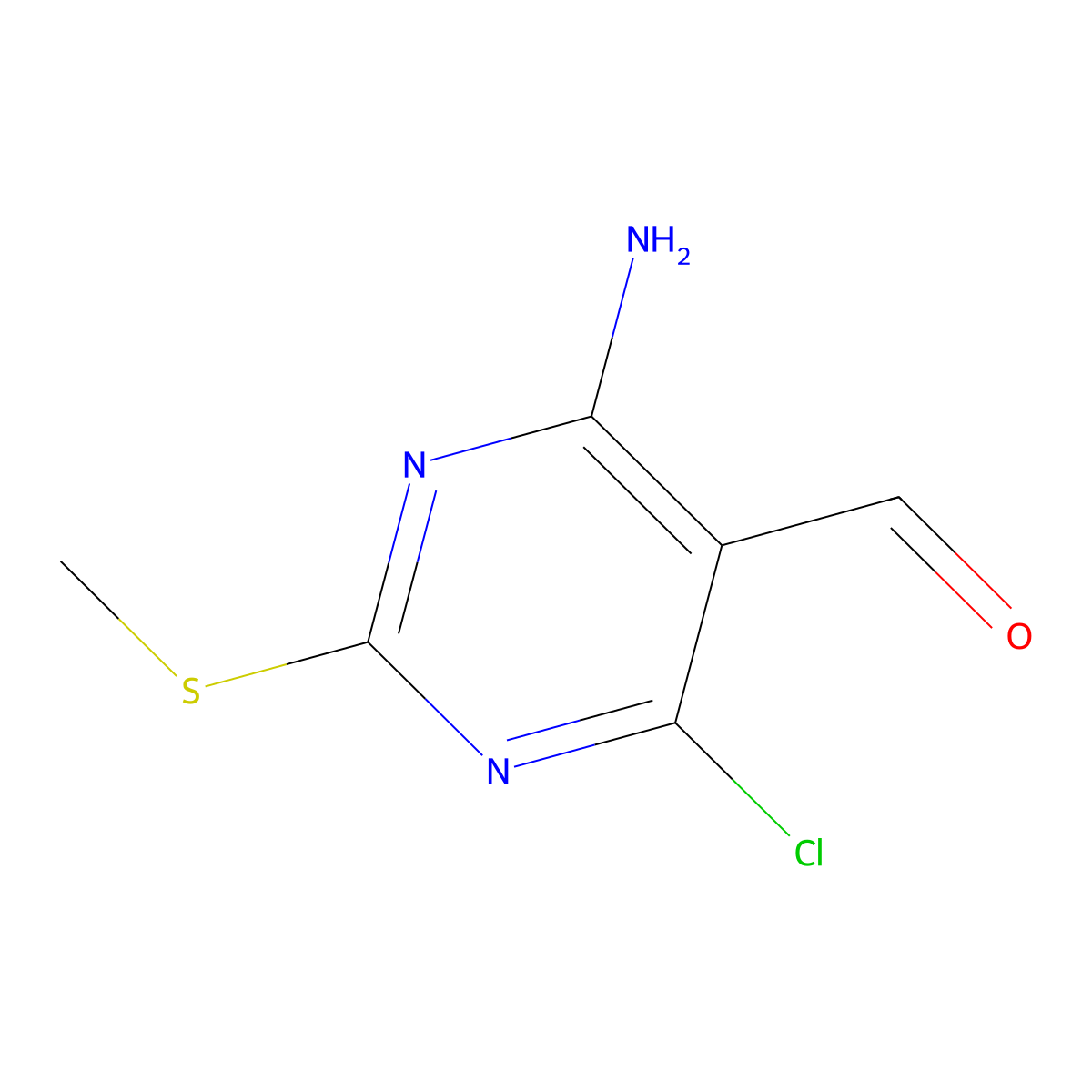 4-Amino-6-chloro-2-methylsulfanylpyrimidine-5-carbaldehyde molecular structure, CAS 5305-56-6