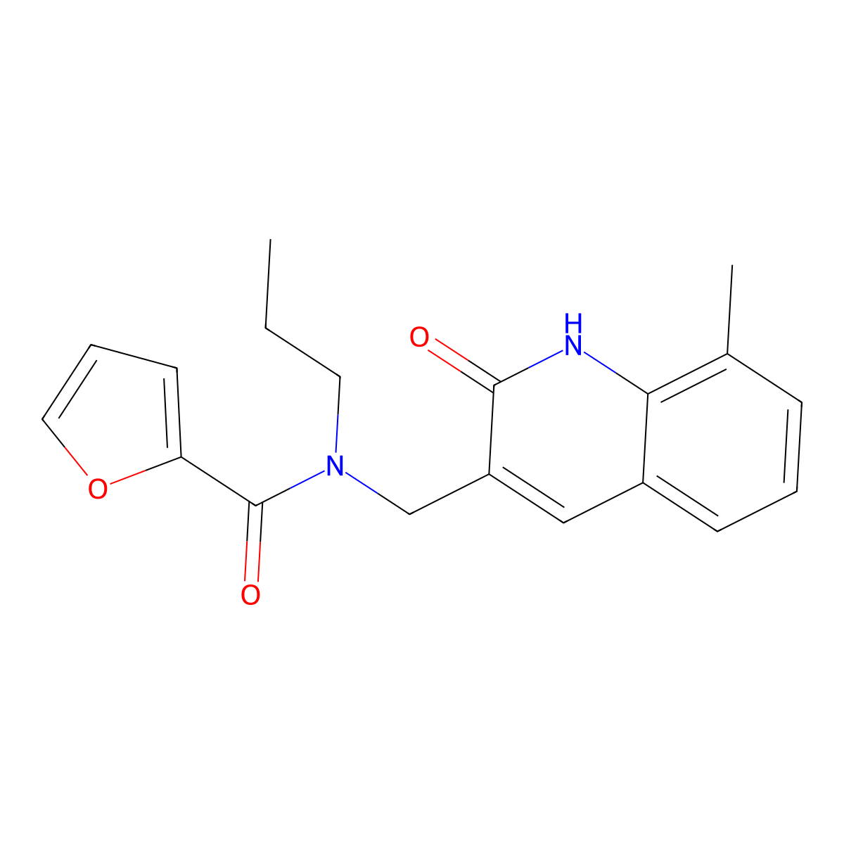 N-[(8-methyl-2-oxo-1,2-dihydroquinolin-3-yl)methyl]-N-propylfuran-2-carboxamide molecular structure, CAS 5305-61-3