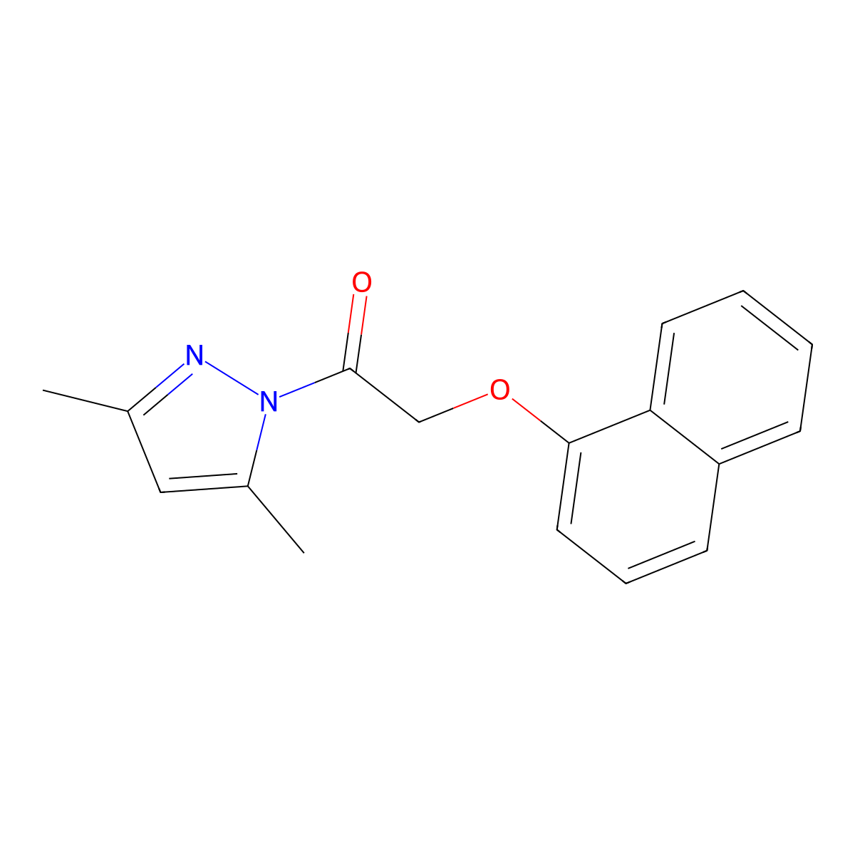 1-(3,5-Dimethylpyrazol-1-yl)-2-naphthalen-1-yloxyethanone molecular structure, CAS 5305-63-5