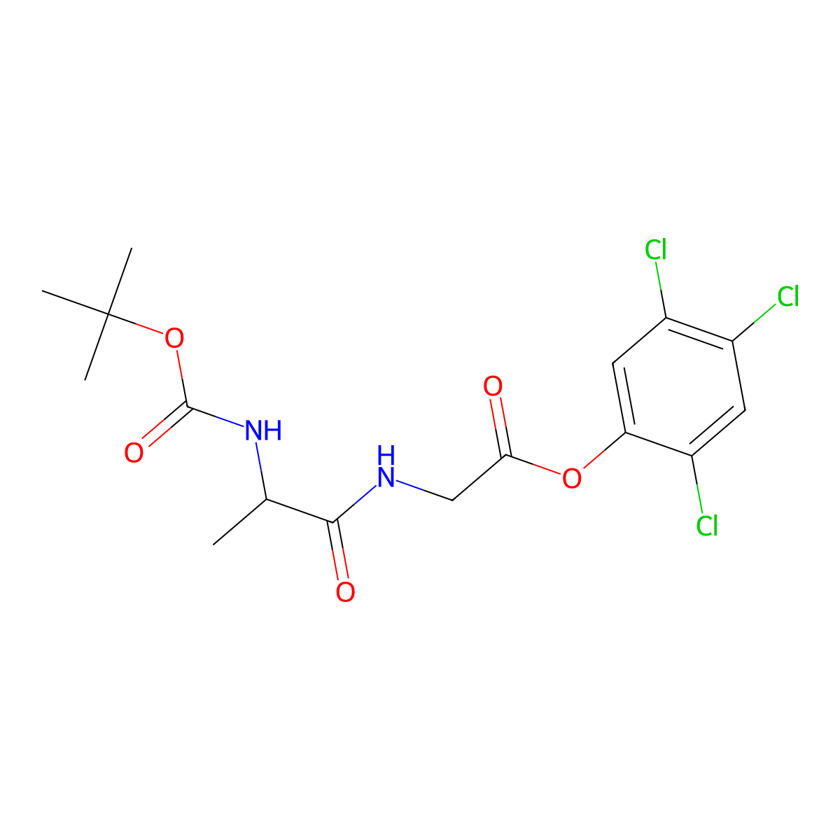 2,4,5-Trichlorophenyl N-(N-((1,1-dimethylethoxy)carbonyl)-L-alanyl)glycinate molecular structure, CAS 53054-11-8
