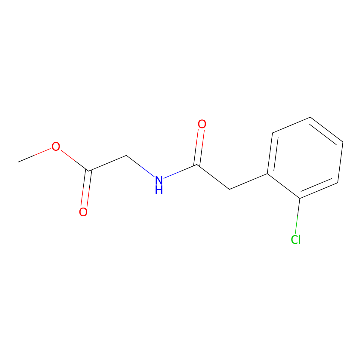 Glycine, N-((2-chlorophenyl)acetyl)-, methyl ester molecular structure, CAS 53056-12-5