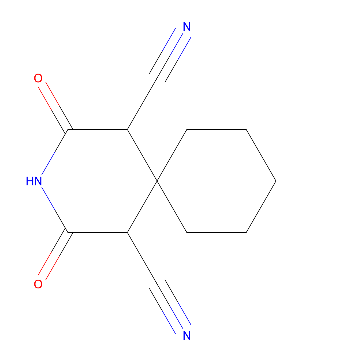 9-Methyl-2,4-dioxo-3-azaspiro[5.5]undecane-1,5-dicarbonitrile molecular structure, CAS 5306-16-1