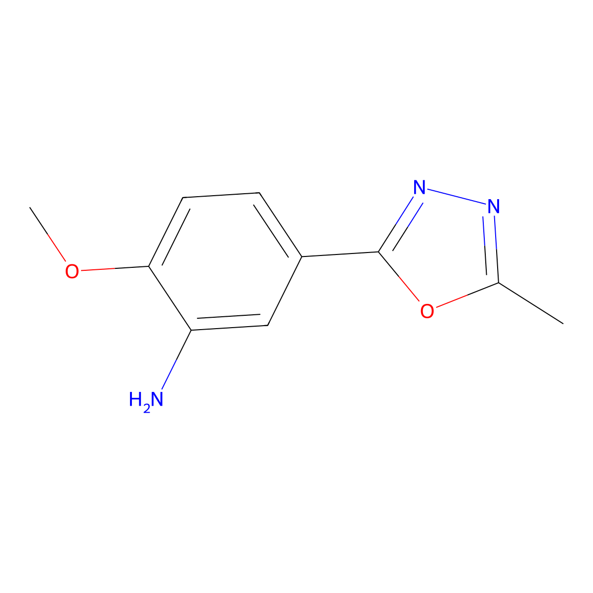 2-Methoxy-5-(5-methyl-1,3,4-oxadiazol-2-yl)aniline molecular structure, CAS 5306-42-3