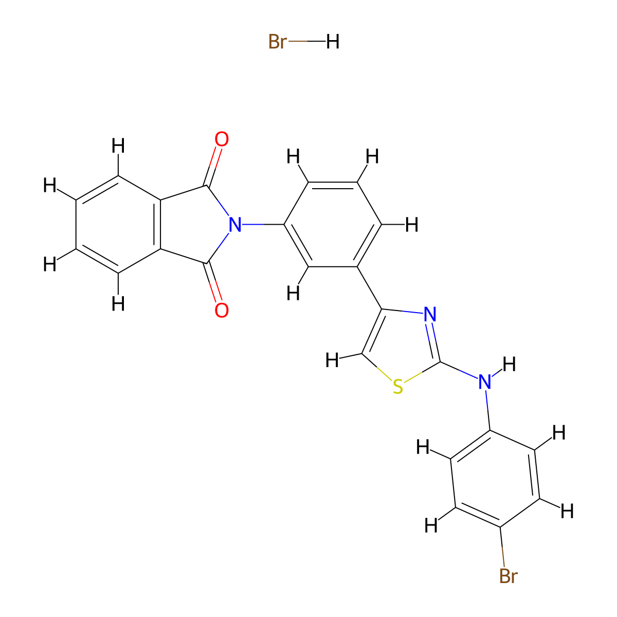 2-[3-[2-(4-Bromoanilino)-1,3-thiazol-4-yl]phenyl]isoindole-1,3-dione;hydrobromide molecular structure, CAS 5306-60-5