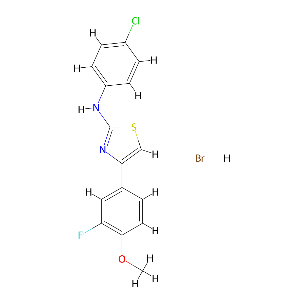 N-(4-chlorophenyl)-4-(3-fluoro-4-methoxyphenyl)-1,3-thiazol-2-amine;hydrobromide molecular structure, CAS 5306-68-3