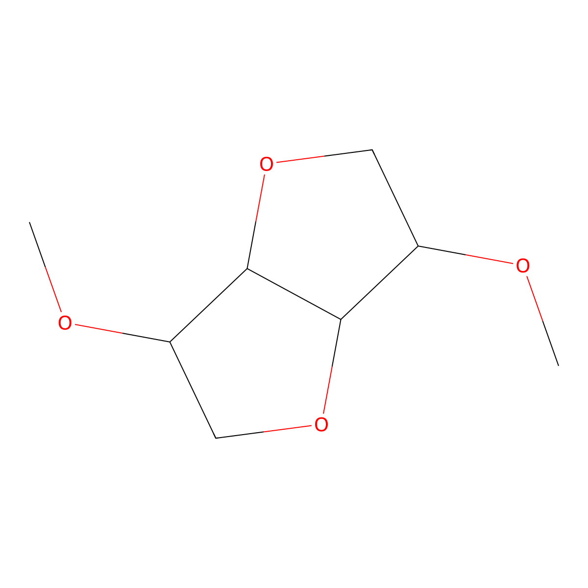 Dimethyl Isosorbide molecular structure, CAS 5306-85-4
