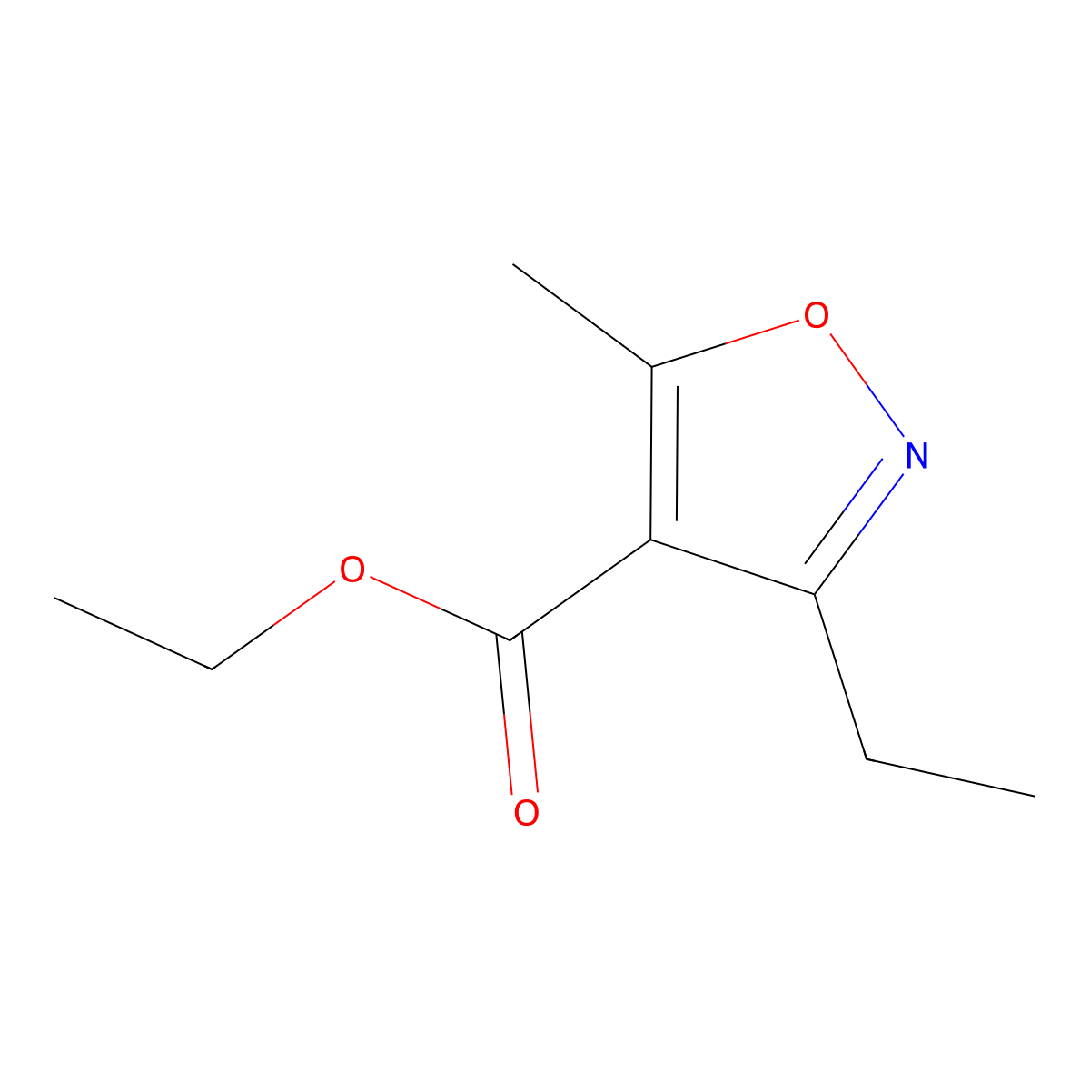 Ethyl 3-ethyl-5-methyl-1,2-oxazole-4-carboxylate molecular structure, CAS 53064-41-8