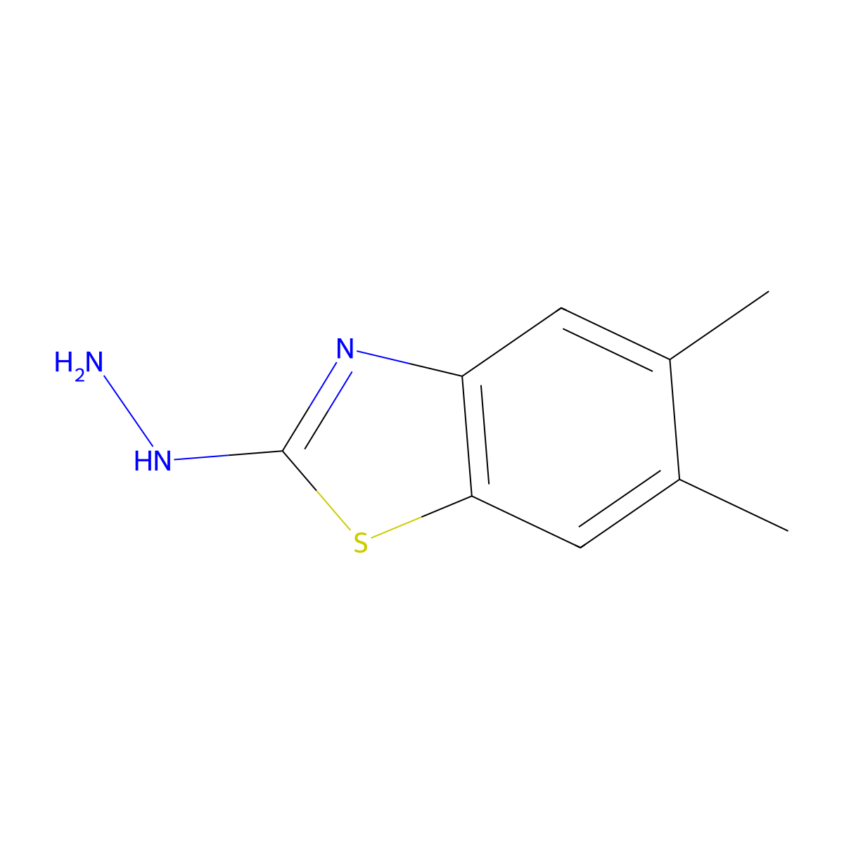 2-Hydrazinyl-5,6-dimethylbenzo[d]thiazole molecular structure, CAS 53065-22-8