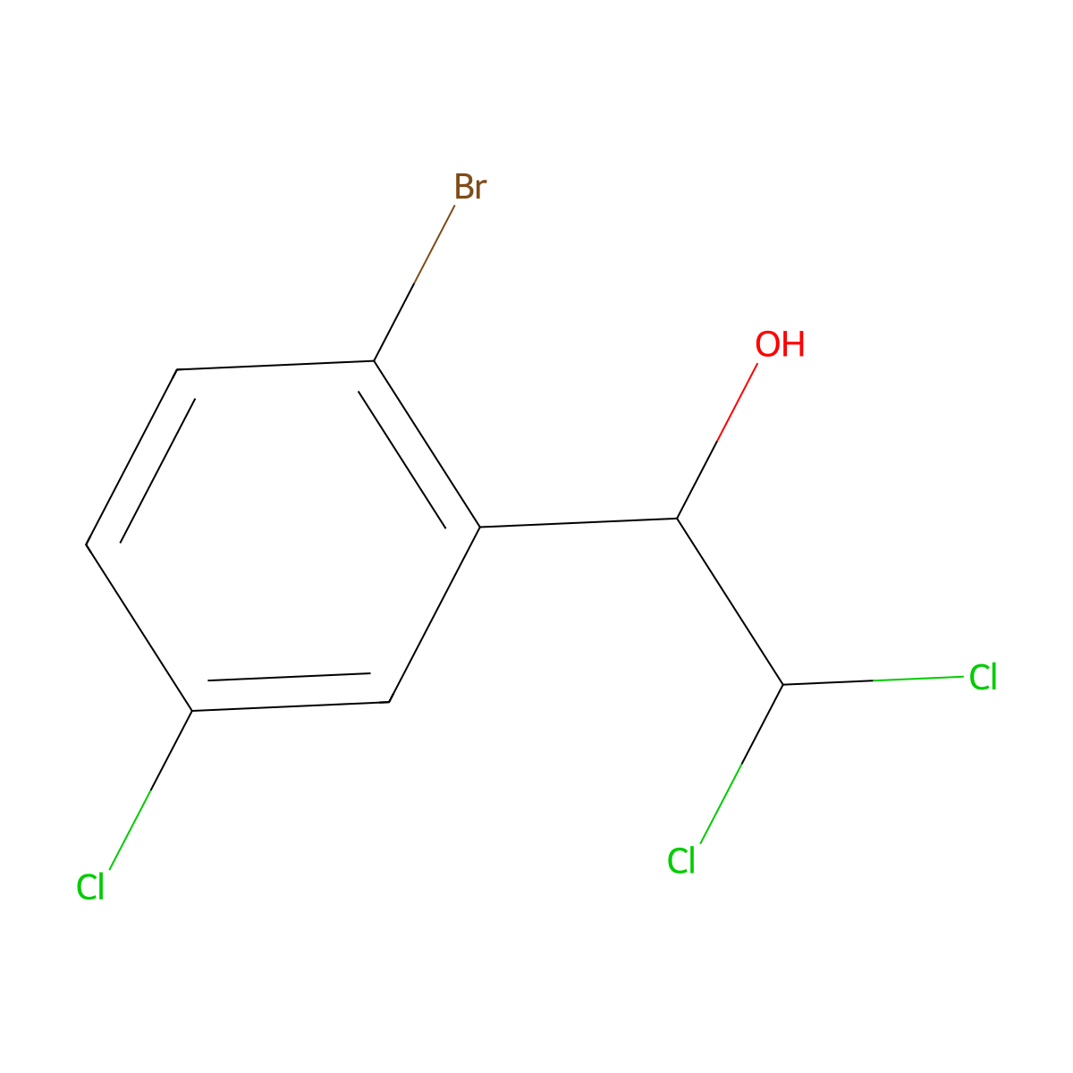 1-(2-Bromo-5-chlorophenyl)-2,2-dichloroethanol molecular structure, CAS 53065-96-6
