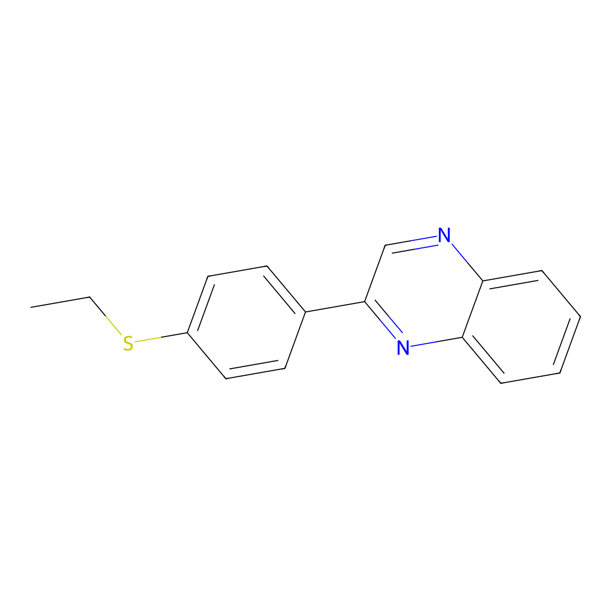 Quinoxaline, 2-(4-(ethylthio)phenyl)- molecular structure, CAS 53066-81-2