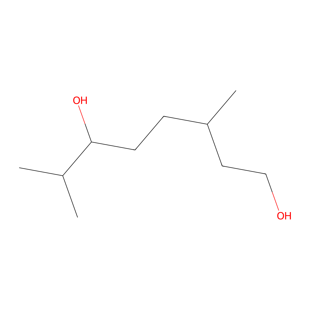 1,6-Octanediol, 3,7-dimethyl- molecular structure, CAS 53067-10-0