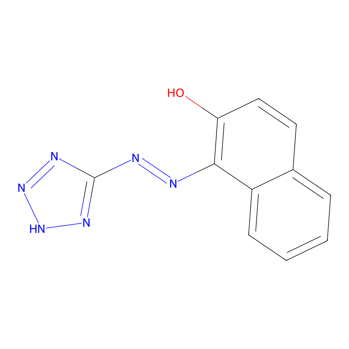 1-(1H-1,2,3,4-tetraazol-5-yldiazenyl)naphthalen-2-ol molecular structure, CAS 53072-56-3