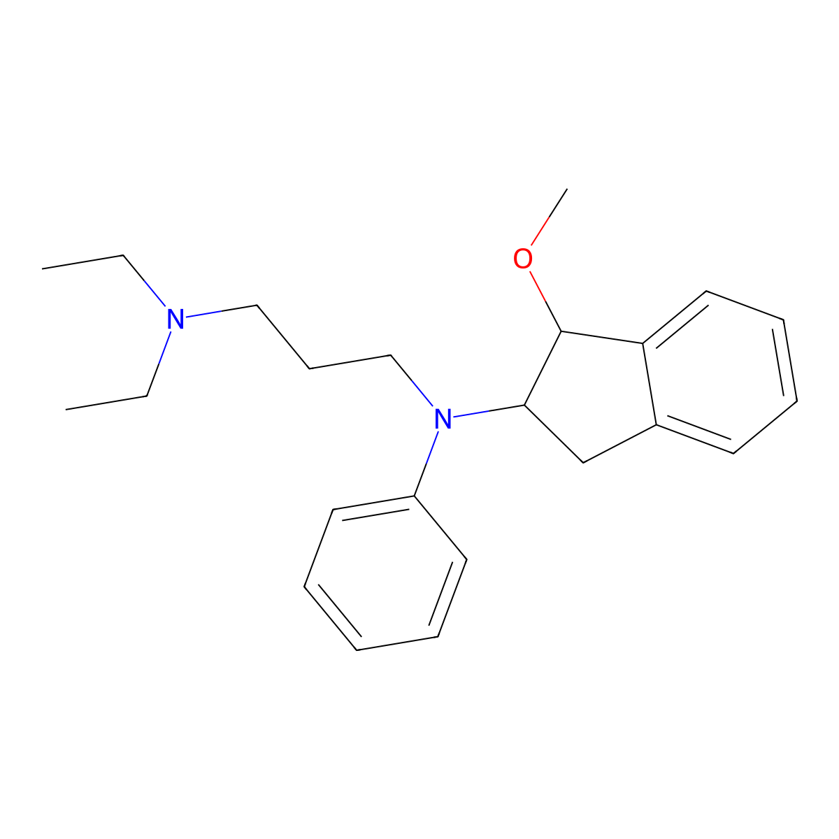 N1-(2,3-Dihydro-1-methoxy-1H-inden-2-yl)-N3,N3-diethyl-N1-phenyl-1,3-propanediamine molecular structure, CAS 53076-26-9